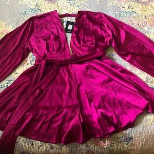 NWT Fashion Nova Magenta Satin Romper